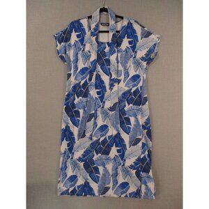 Lands End‎ Womens Blue Leaf Print Dress M/P